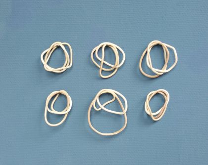 Six items on a blue wall